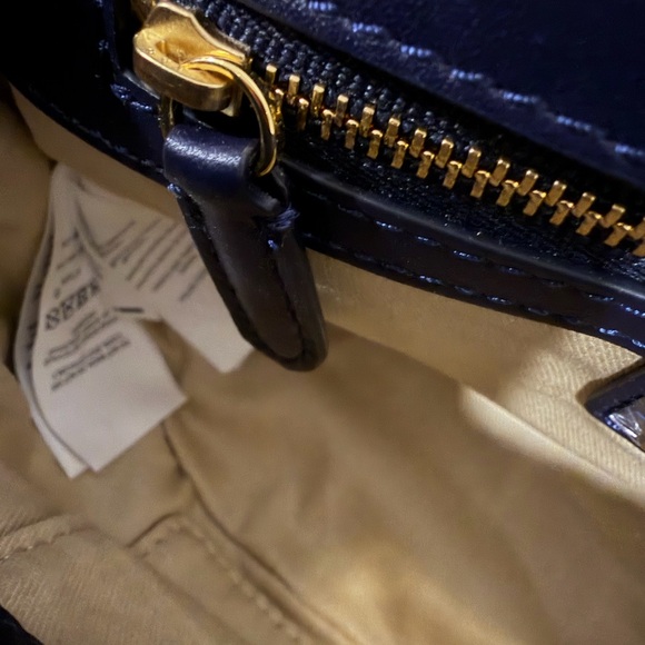 NWT Ralph Lauren Lauren Navy Sophee Woven Shoulder Bag with Gold Chain - Picture 9 of 9